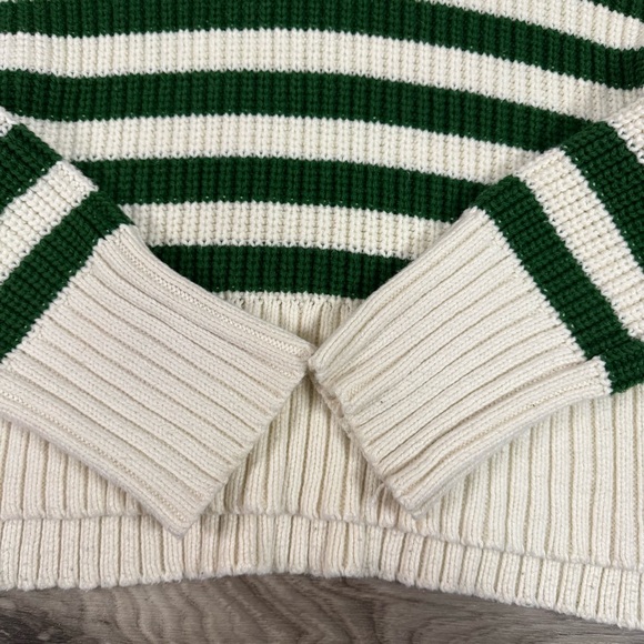 Madewell Wide Rib Turtleneck Sweater Striped Green and White Size Extra Small - Picture 8 of 12